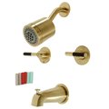 Kingston Brass Two-Handle Tub and Shower Faucet, Brushed Brass KBX8147CKL